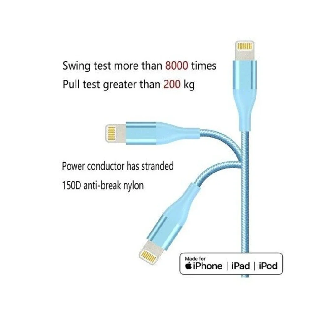4-Pack iPhone Charger Multicolor 10 Ft, 6Ft, 6Ft, 3Ft, Apple Charger USB To ipho